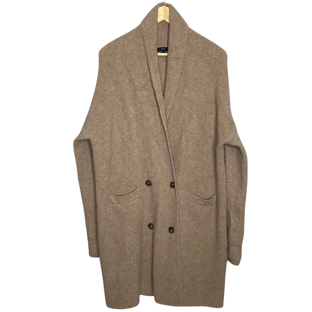 J. Crew Double-breasted cardigan coat in Supersoft yarn in camel tan size large